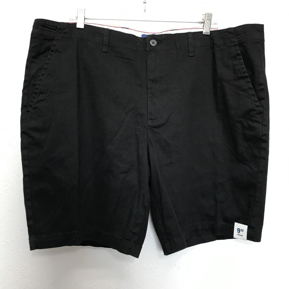 George Twill Chino Shorts Mens Size 42 Black 9" Inseam Stretch Flat Front